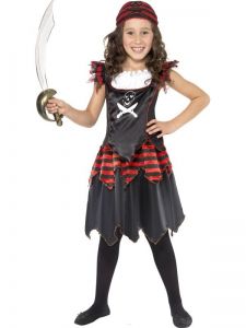 Dětský kostým - pirátka černočervená  - L (85-E)