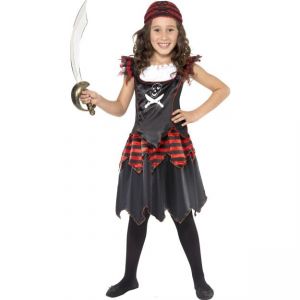Dětský kostým - pirátka černočervená - S (85-B) Smiffys.com