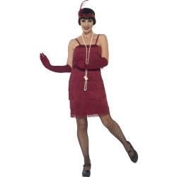 Kostým - Flapper - krátké šaty - vínové - L (95) Smiffys