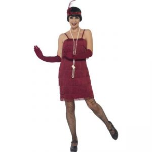 Kostým - Flapper - krátké šaty - vínové - L (95) Smiffys