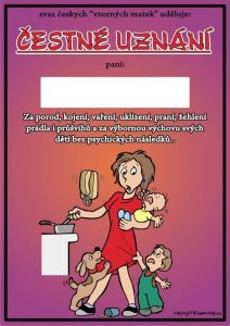 Certifikát - čestné uznání - Svaz vzorných matek - č.05 (26)