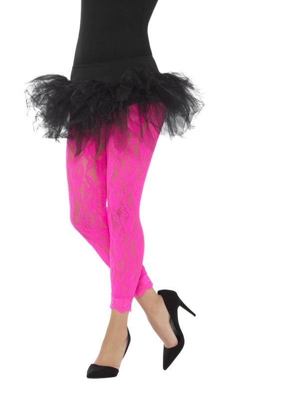 Legíny - krajkové, růžové neonové (25-J) Smiffys.com