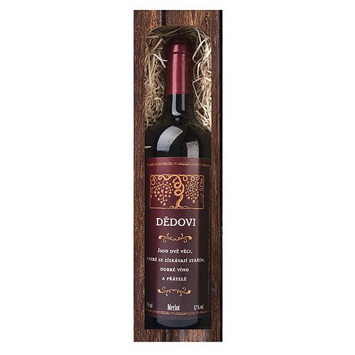 Dárkové víno - Dědečkovi - červené 750 ml Mediabox