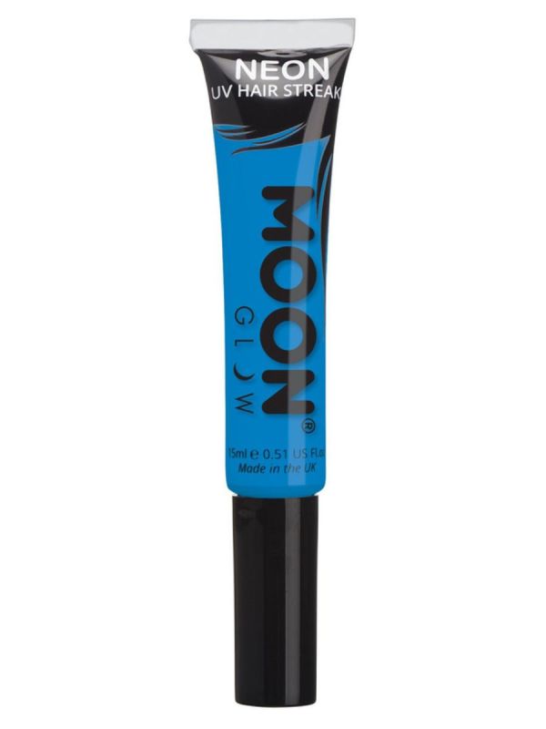 Barva na vlasy pruhy - Moon Glow Intense Neon UV - modrá 15ml Smiffys.com