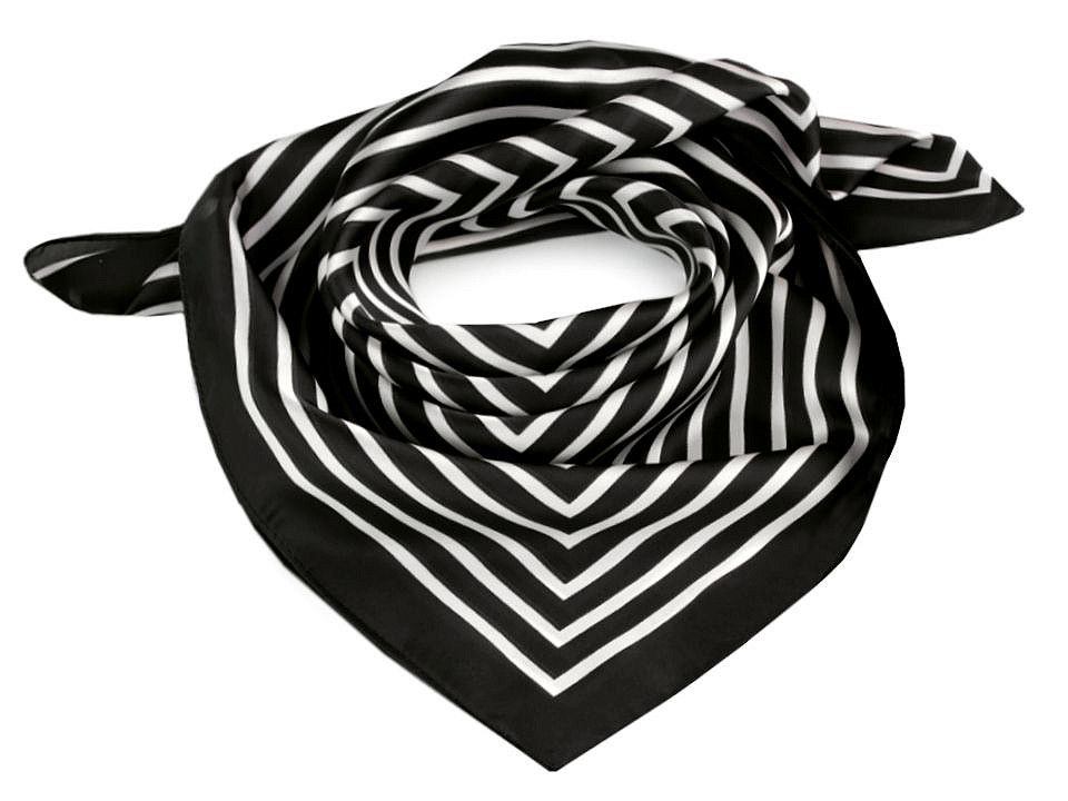 Šátek s proužkem černý satén 55x55cm (78-I) Stoklasa