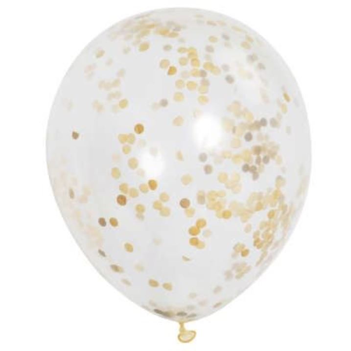 Balónek nafukovací - se zlatými konfetami (12-H) - 6ks