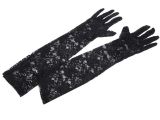 Rukavice krajkové dlouhé černé (35-D)