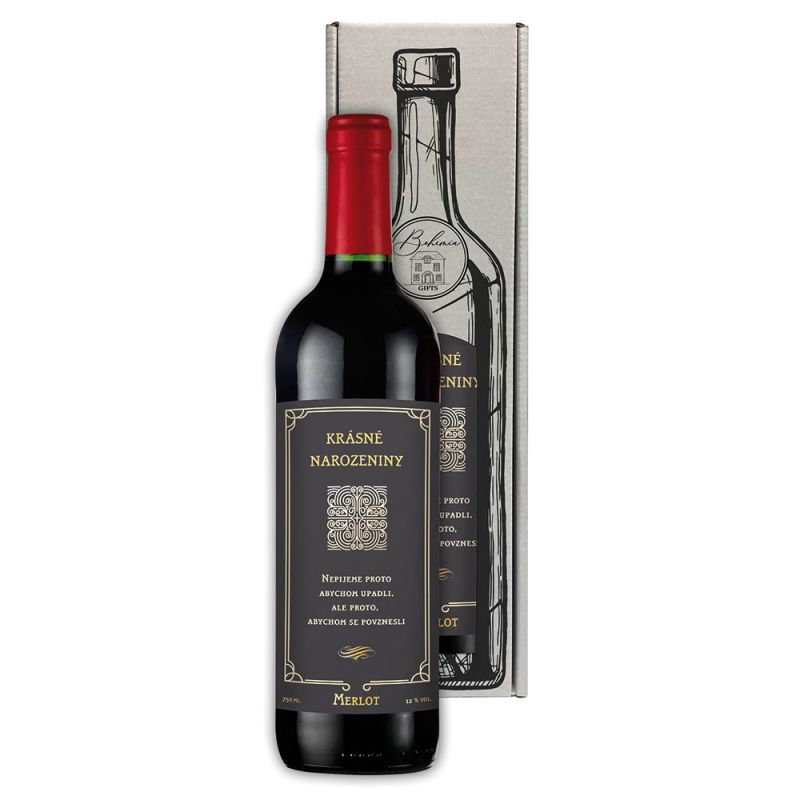 Dárkové víno- Narozeniny - červené 750 ml Mediabox