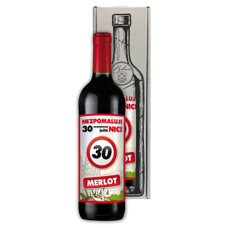 Dárkové víno - Vše nejlepší 30 - červené 750ml Mediabox