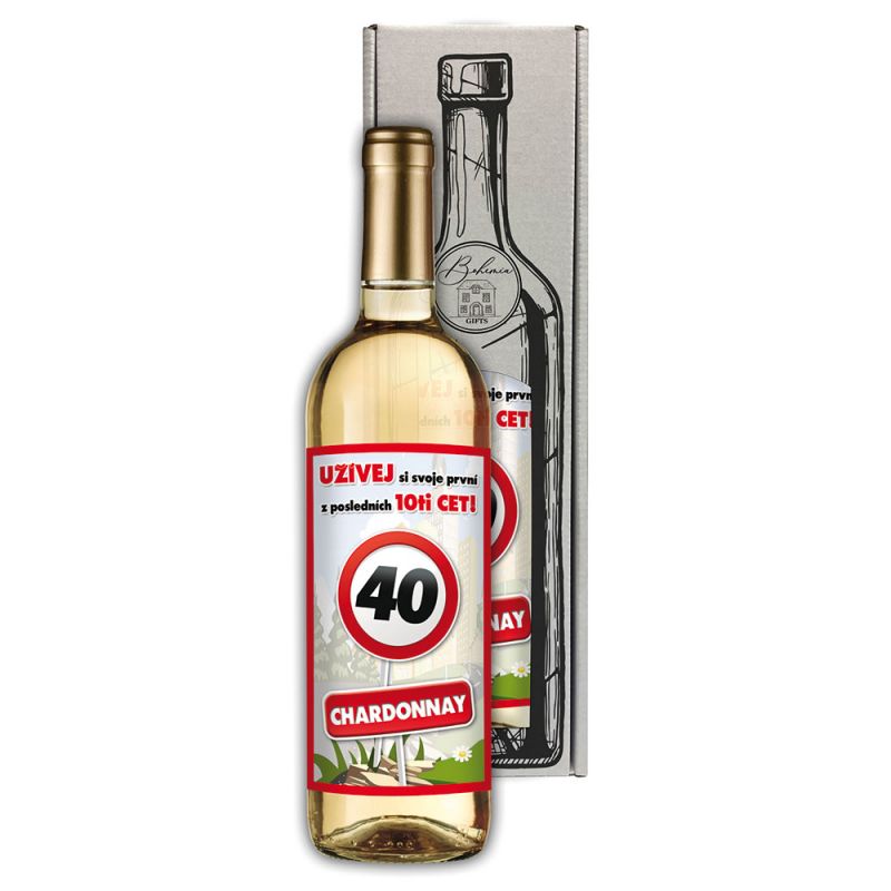 Dárkové víno - Vše nejlepší 40 - bílé 750ml Mediabox
