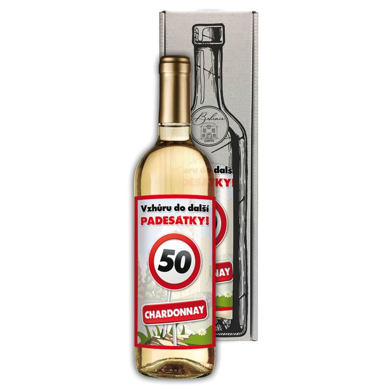Dárkové víno - Vše nejlepší 50 - bílé 750ml Mediabox