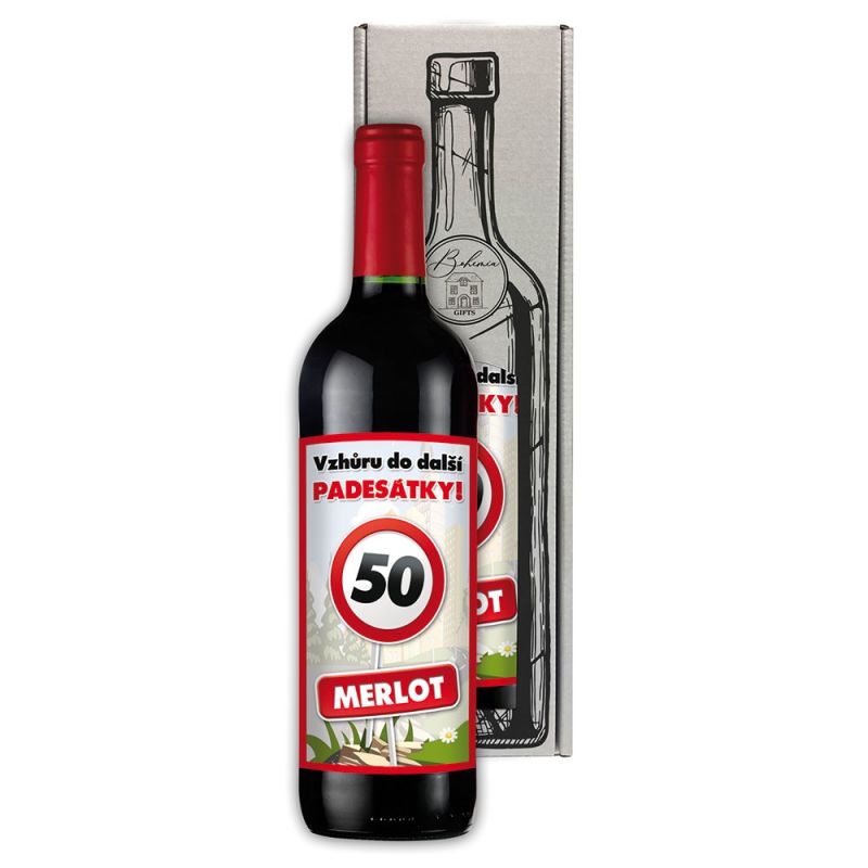 Dárkové víno - Vše nejlepší 50 - červené 750ml Mediabox