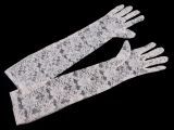 Rukavice krajkové dlouhé bílé (35-D)