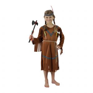 Dětský kostým Indiánka s čelenkou - S (85-B)