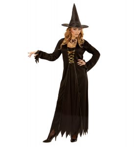 Kostým čarodějnice černá s kloboukem - M (88-E)