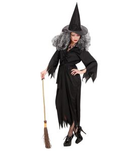 Kostým čarodějnice s kloboukem dlouhé šaty - S (87-E)
