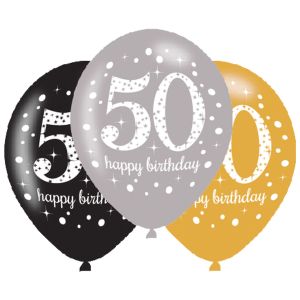Balónek Happy Birthday - 50 , 6ks