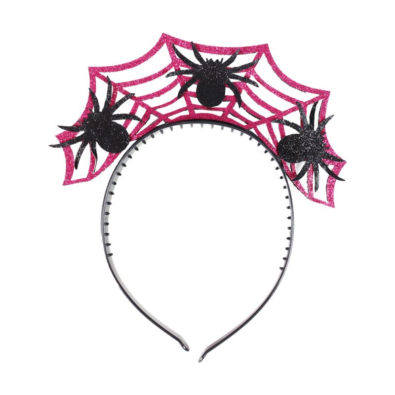 Čelenka fialová s pavouky halloween (52)