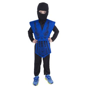 Dětský kostým Ninja modrý  - M (86-C)