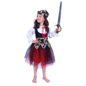 Dětský kostým pirátka černočervená - M  (85-C)