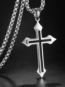Náhrdelník kříž černostříbrný
