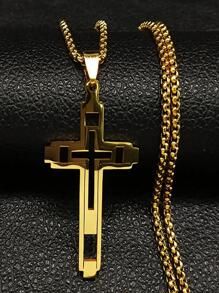 Náhrdelník kříž zlatý - 60cm