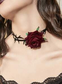 Náhrdelník - obojek  růže s trny