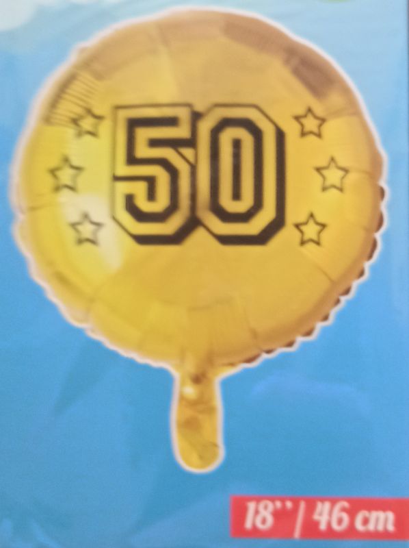 Balónek 50 celofánový zlatý (12)
