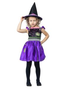 Dětský kostým čarodějnice fialová - S (85-B)