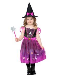 Dětský kostým čarodějnice s hůlkou - S (85-B)