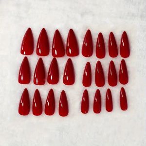 Nehty nalepovací červené špičaté 24ks (10-H)